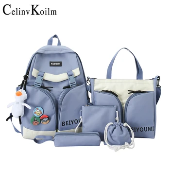 Наборы модных рюкзаков Celinv Koilm, школьные сумки для подростков, студентов унисекс, Колледж, класс 4 в 1, рюкзак большой емкости