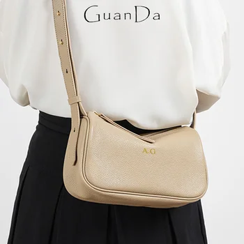 2023 Пользовательское название Женская сумка через плечо из натуральной кожи, неторопливая модная универсальная сумка через плечо, женская повседневная деловая сумка