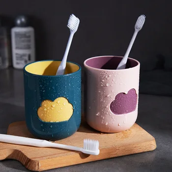 Простая чашка для зубной щетки с облачным рисунком, Многоцветная креативная милая пара, Чашка для полоскания рта, Пластиковые Принадлежности для ванной комнаты, Аксессуары