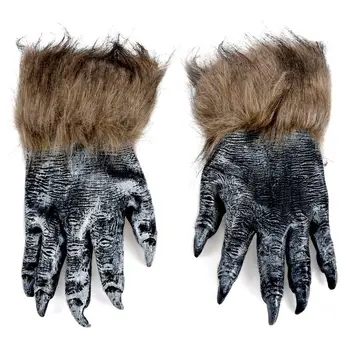 1 пара волчьих перчаток, маска для Хэллоуина, набор масок животных, маскарадный волк-оборотень (размер: L, цвет: черный)