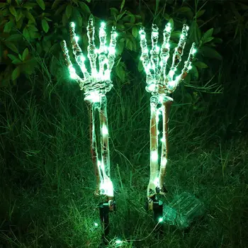 Кол для рук скелета с подсветкой на Хэллоуин, светодиодный, работающий на батарейках, руки скелета Для украшения уличных фонарей на лужайке на кладбище на Хэллоуин